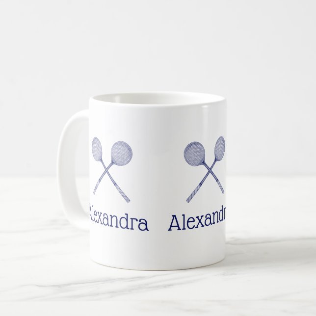 Crossed Squash Racquets Blue Kaffeetasse (Vorderseite Links)