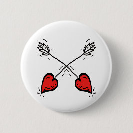 Crossed Strawberry Heart Arrows - Button