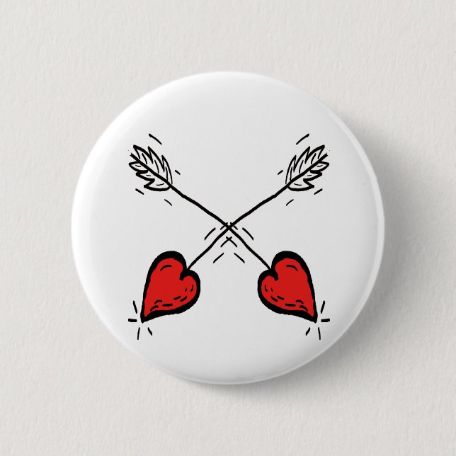 Crossed Strawberry Heart Arrows - Button (Vorderseite)