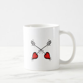 Crossed Strawberry Heart Arrows - Kaffeetasse
