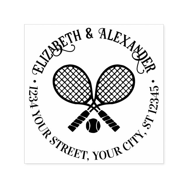 Crossed Tennis Racquets Couple Rücksendeadresse Ru Permastempel (Design)