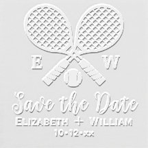 Crossed Tennis Racquets Monogram Save the Date