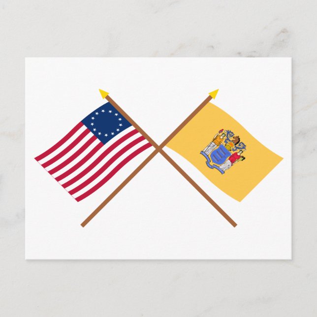 Crossed US 13-Sterne und New Jersey State Flags Postkarte (Vorderseite)