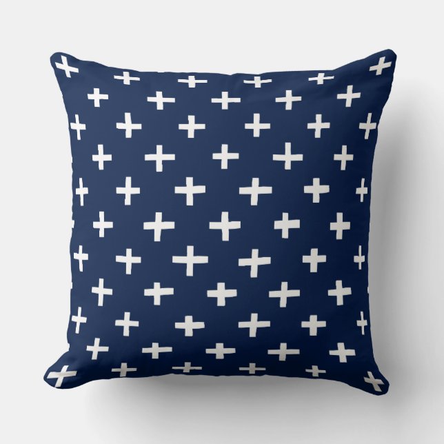 Crosses Pattern - Indigo Kissen (Vorderseite)