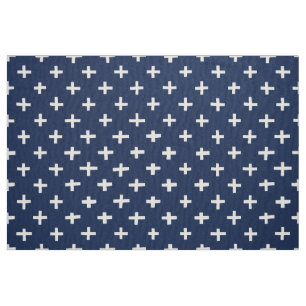 Crosses Pattern - Indigo Stoff
