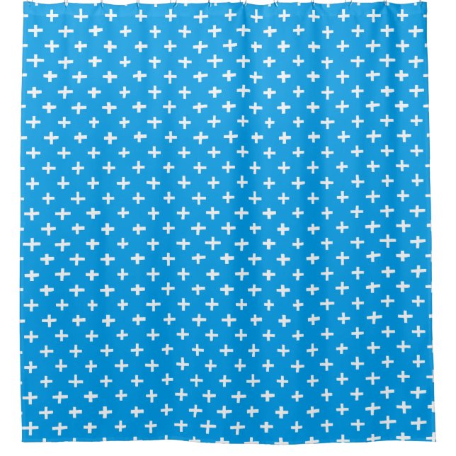 Crosses Pattern - Weiß in Blue 009dea Duschvorhang (Vorderseite)