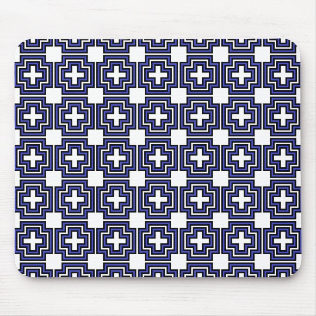 Crosses & Squares Blue - Mousepad (Vorne)