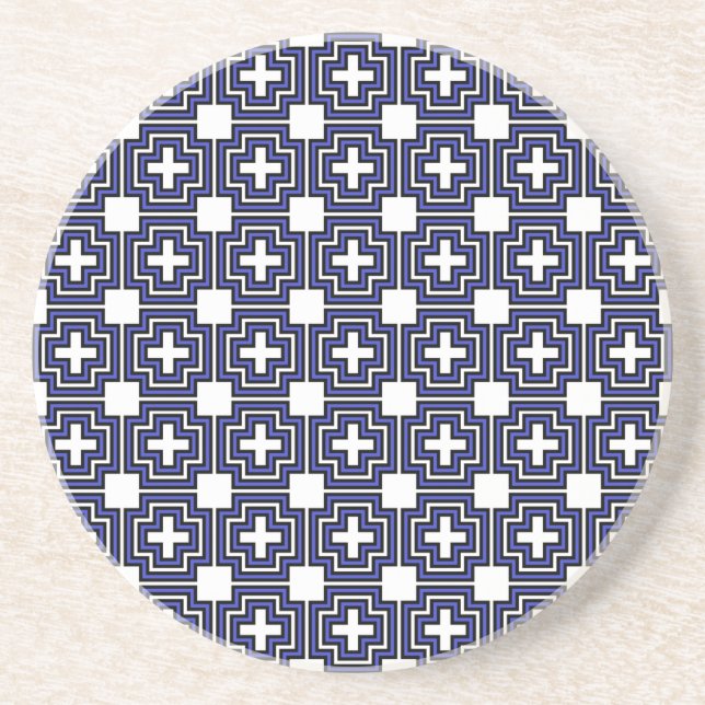 Crosses & Squares Blue - Untersetzer (Vorne)
