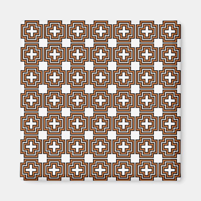 Crosses & Squares Orange - Magnet (Vorne)