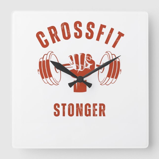 CrossFit Stronger--Power & Strength Mindset Quadratische Wanduhr (Vorderseite)