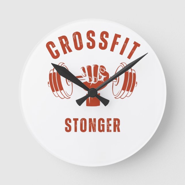 CrossFit Stronger--Power & Strength Mindset Runde Wanduhr (Vorderseite)
