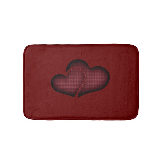 Crosshatch Red Duo Herz Badematte (Vorderseite)