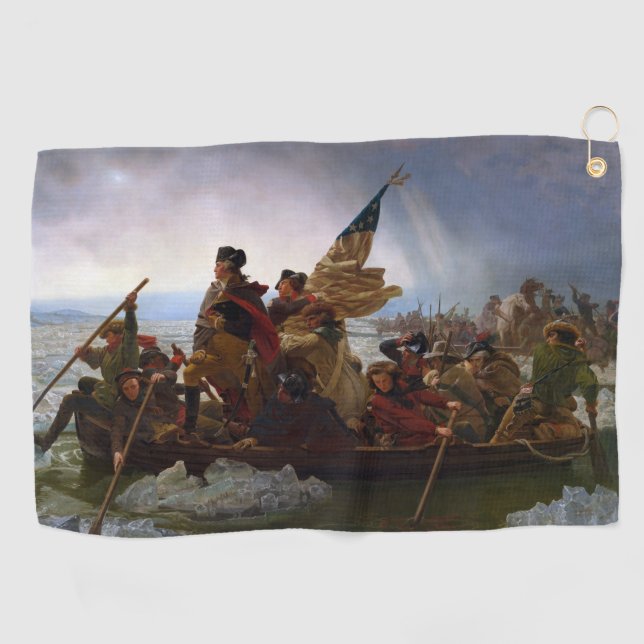 Crossing Delaware 1776: General George Washington Golfhandtuch (Horizontal)