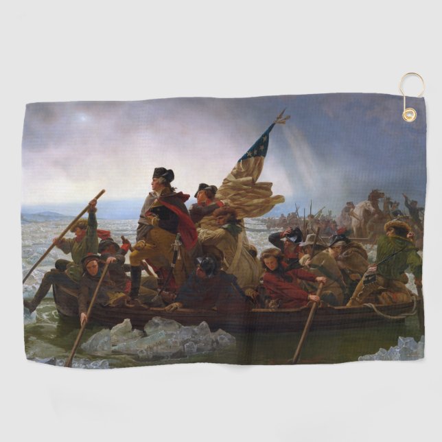 Crossing Delaware 1776: General George Washington Golfhandtuch (Horizontal)