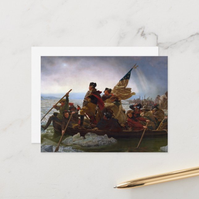 Crossing Delaware 1776: General George Washington Postkarte (Vorderseite/Rückseite Beispiel)