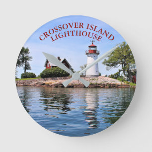 Crossover Island Lighthouse, New York Clock Runde Wanduhr
