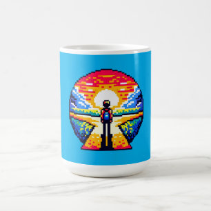 Crossroads bei Sunset Thoughful Pixel Art Journey Kaffeetasse