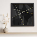 Crossroads dunkelgrau abstrakte geometrische Kunst Foliendrucke<br><div class="desc">Druck mit drei Gold- oder Silberfolienlinien auf einem Hintergrund dunkelgeometrischer Formen in Grautönen.</div>
