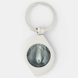 Crossroads in the Fog - Gloomy Forest Art Print Schlüsselanhänger