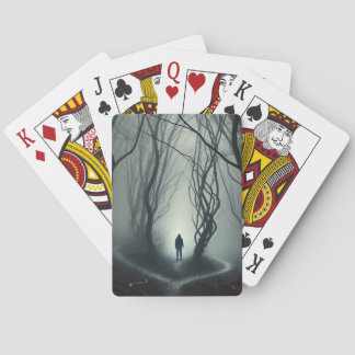 Crossroads in the Fog - Gloomy Forest Art Print Spielkarten