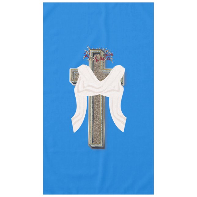 Crosstabletts Haushaltsmilch Blau Hintergrund Tischdecke (Vorderseite)