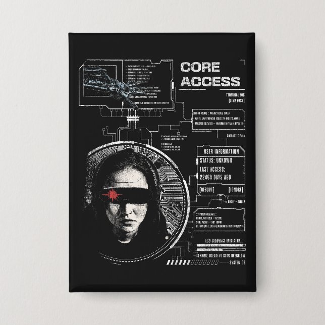 Crosswired - Techno-Brutalist Streetwear Design Button (Vorderseite)