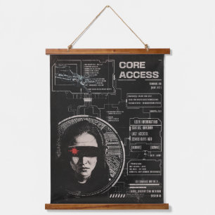 Crosswired - Techno-Brutalist Streetwear Design Wandteppich Mit Holzrahmen