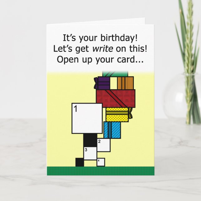 Crossword Puzzle Happy Birthday Card (7x7 Grid) Karte (Vorderseite)