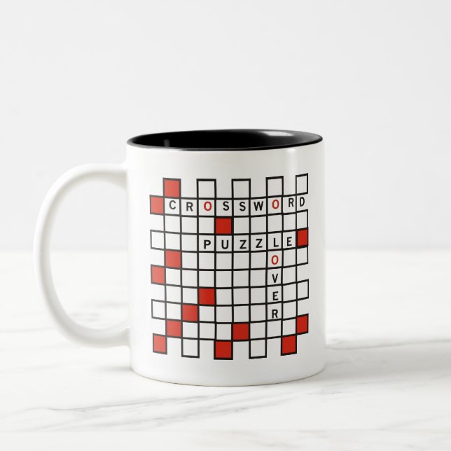 Crossword Puzzle Lover Red Zwei-Tone-Kaffee-Tasse Zweifarbige Tasse (Links)