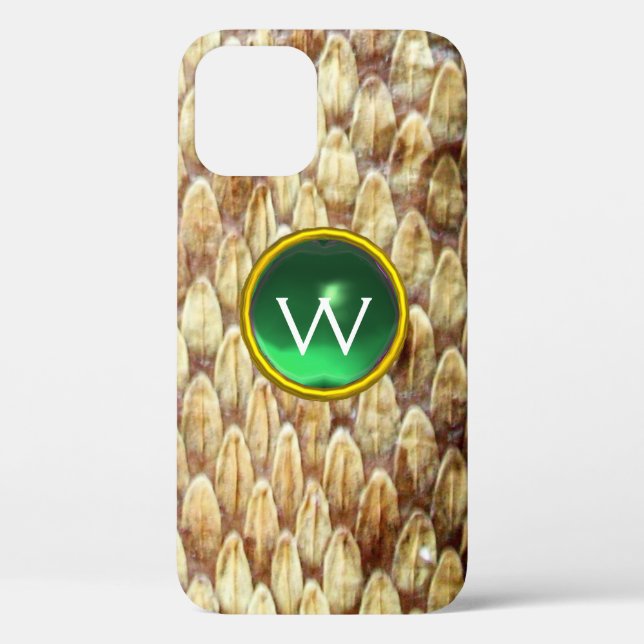 CROTALUS JADE GREEN GEM MONOGRAM Case-Mate iPhone HÜLLE (Rückseite)