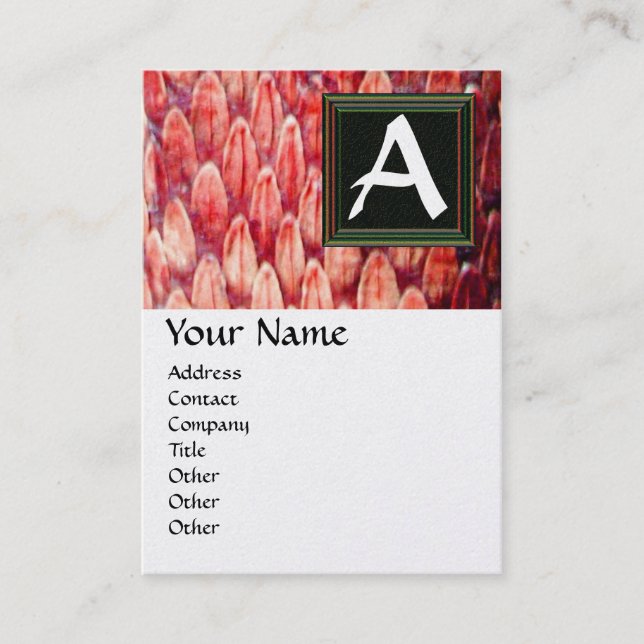 CROTALUS MONOGRAM, rotes goldenes Metallpapier Visitenkarte (Vorderseite)