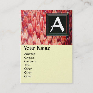 CROTALUS MONOGRAMM, rotes Platin-Metallic-Papier Visitenkarte