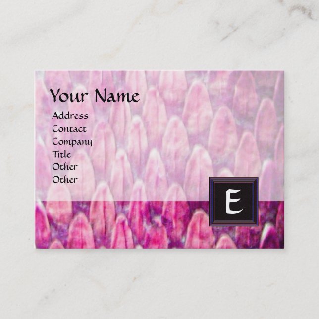 CROTALUS/PINK SNAKESKIN SCHWARZES SQUARE-MONOGRAMM VISITENKARTE (Vorderseite)