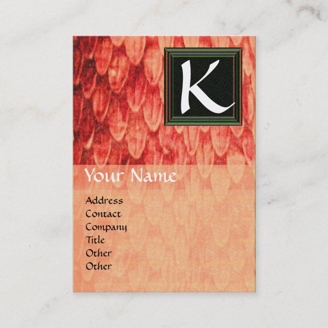 CROTALUS SQUARE MONOGRAMM Orange Schwarz-weiß Visitenkarte (Vorderseite)