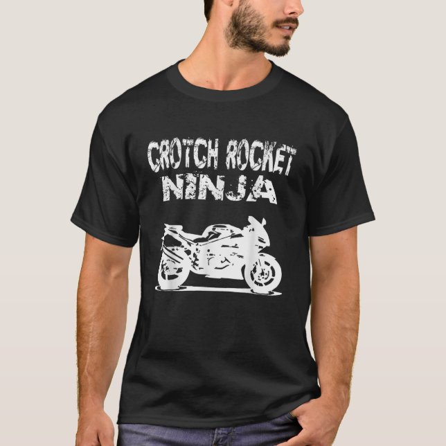 Crotch Rocket Motorradfahrer Ninja T Shirt (Vorderseite)
