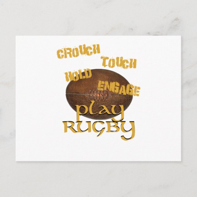 Crouch, Touch, Hold, Engage. . .Play Rugby Postkarte (Vorderseite)
