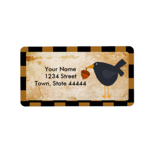 Crow and Acorn Erntedank Address Labels Adressaufkleber