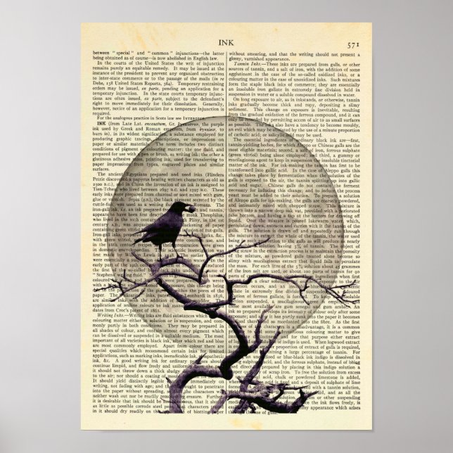 Crow and Moon, Crow Art, Raven, Gothic, Night Poster (Vorne)