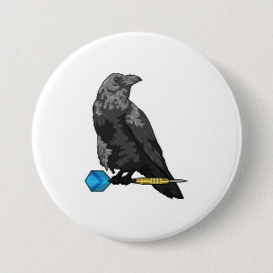 Crow at Darts with Dart Button