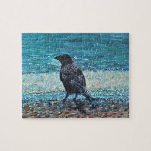 Crow auf der Strandmalerei Puzzle
