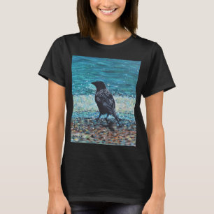 Crow auf der Strandmalerei T-Shirt