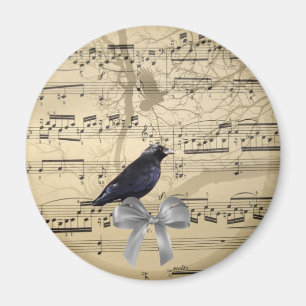 Crow auf einem Musikblatt Magnet