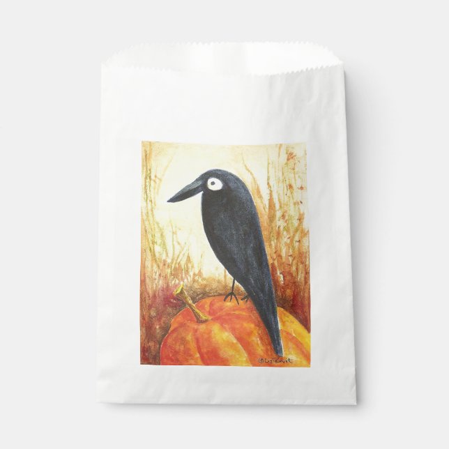 Crow auf Pumpkin Gefälligkeitsags Geschenktütchen (Vorderseite)
