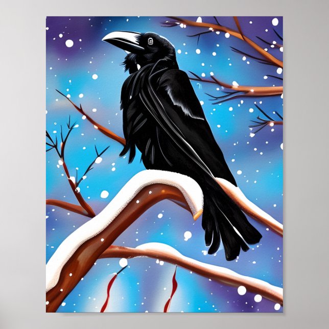 Crow auf Verzweigung Poster (Vorne)
