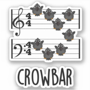 Crow Bar Funny Music Bird Puff Aufkleber