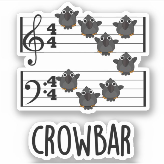 Crow Bar Funny Music Bird Puff Aufkleber (Vorderseite)