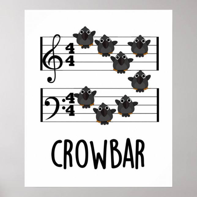 Crow Bar Funny Music Bird Puff Poster (Vorne)