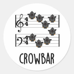 Crow Bar Funny Music Bird Puff Runder Aufkleber