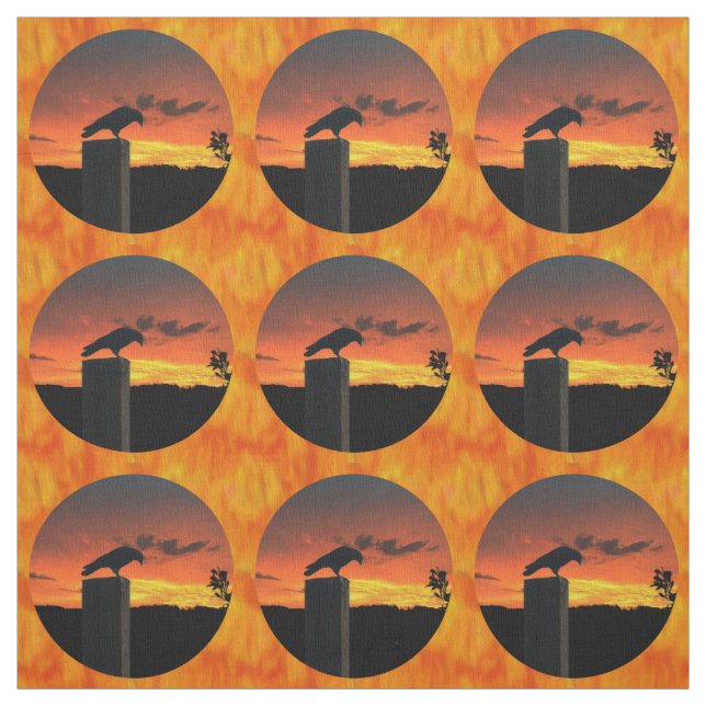 Crow bei Sunset v1 Stoff (Muster)