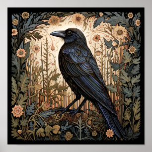 Crow Bird Abstrakte Malerei Poster
